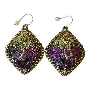 Daniel Swarovski Paris Couture EARRINGS Dangle Drop Multi Crystal Pearl DS 925
